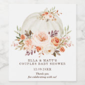 Zachte Pastel Herfst Pompoen Koppel Baby Shower Fa Wijn Etiket (Enkel label)