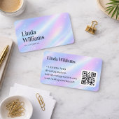 Zachte Pastel Irideerend Serif Naam Design QR Code Visitekaartje