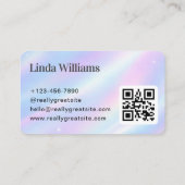 Zachte Pastel Irideerend Serif Naam Design QR Code Visitekaartje (Achterkant)