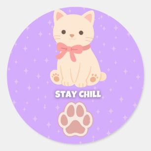 Zachte Pastel Kat Blijf Kalmeren Sticker