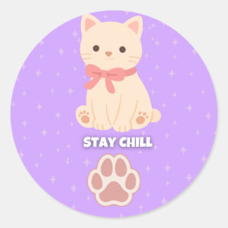 Zachte Pastel Kat Blijf Kalmeren Sticker