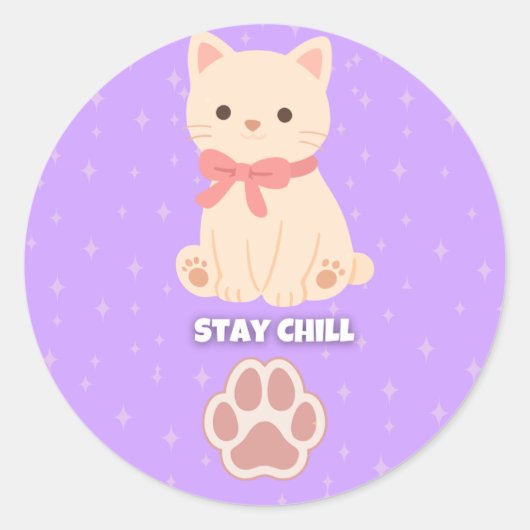 Zachte Pastel Kat Blijf Kalmeren Sticker (Voorkant)