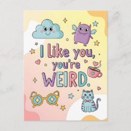 Zachte Pastel Kat Monster Kawaii Kunst Briefkaart