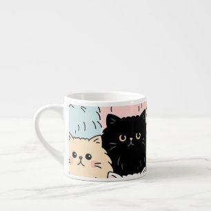 Zachte Pastel Kat Patroon Kawaii Fluffy Kitty Espresso Kop