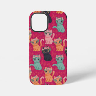 Zachte Pastel Kitten Patroon iPhone 12 Mini Hoesje