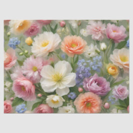 Zachte Pastel Kleuren Bloemenprint Tissuepapier