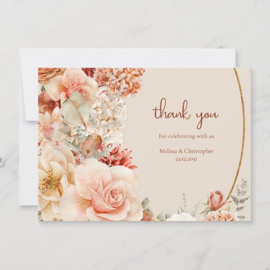 Zachte pastel kleurrijke boeket herfst bloemen bedankkaart (Voorkant)