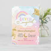 Zachte Pastel Kleurrijke Magische Eenhoorn 4e Verj Kaart (Staand voorkant)