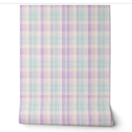 Zachte Pastel Lavendelblauwe Geruite Behang