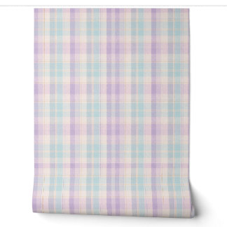 Zachte Pastel Lavendelblauwe Geruite Behang