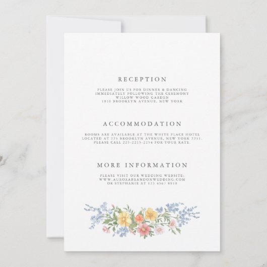 Zachte pastel lente alles in één chique bruiloft kaart (Achterkant)