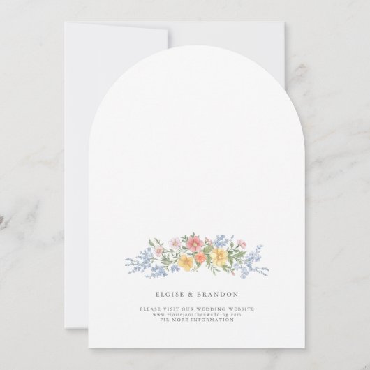 Zachte pastel  lente Bloemboog Chic bruiloft Kaart (Achterkant)
