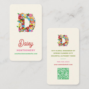 Zachte Pastel Lente Bloemen Monogram Letter Naam D Visitekaartje