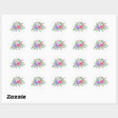 Zachte Pastel Lente Waterverf Bloemen Ronde Sticker (Vel)