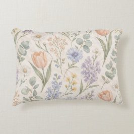 Zachte Pastel Lentewei Aquarel Tulpen Sering Accent Kussen