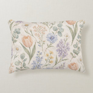 Zachte Pastel Lentewei Aquarel Tulpen Sering Accent Kussen