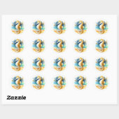 Zachte Pastel Ocean Coastal Seahorse Bruiloft Ronde Sticker (Vel)