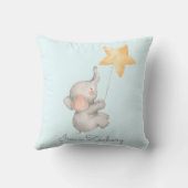 Zachte pastel olifant baby jongen kinderkamer deco kussen (Achterkant)