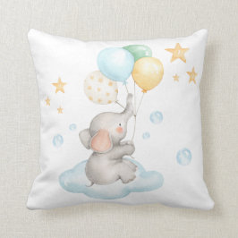 Zachte pastel olifant baby jongen kinderkamer deco kussen