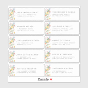 Zachte Pastel Ornate Lente Tuin Gast Naam Adres Sticker