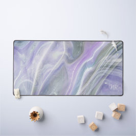 Zachte Pastel Paars Grijs Marmer Voeg Naam Monogra Bureaumat