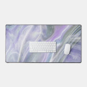 Zachte Pastel Paars Grijs Marmer Voeg Naam Monogra Bureaumat (Keyboard & Muis)