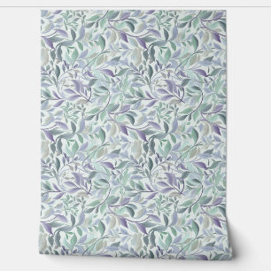 Zachte pastel paarse en salie groene bladeren chic behang