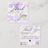 Zachte pastel paarse floranje volgorde dank u vierkante visitekaartje (Voorkant / Achterkant)