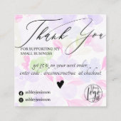 Zachte pastel paarse floranje volgorde dank u vierkante visitekaartje (Achterkant)