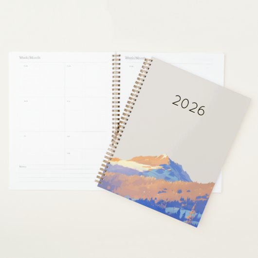Zachte Pastel Paarse Minimalistische Berg Planner (Display)