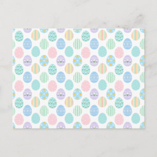 Zachte Pastel Paaseieren Patroon Uitnodiging Briefkaart