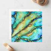 Zachte Pastel Paua Shell Kleur Vloeibare Alcohol I Notitiekaartje (Voorkant / Achterkant in situ)