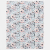 Zachte Pastel pioen Waterverf Bloem Bloemen Fleece Deken (Voorkant)