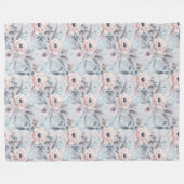 Zachte Pastel pioen Waterverf Bloem Bloemen Fleece Deken (Voorkant (Horizontaal))