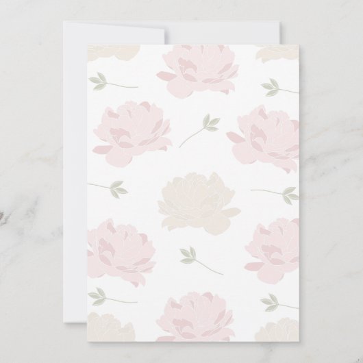 Zachte Pastel Pioenen Kruis Meisje Doop Kaart (Achterkant)