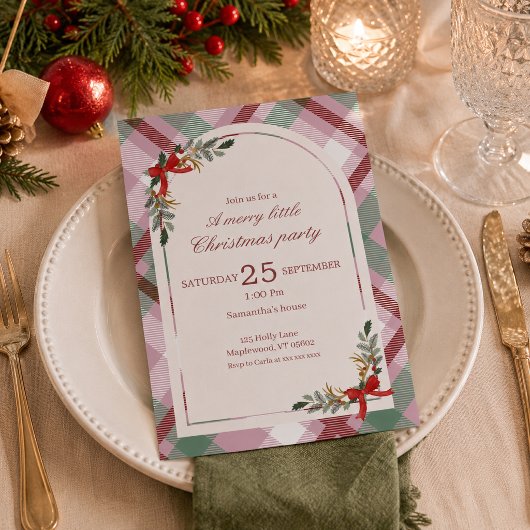 Zachte Pastel Plaid Kerstfeest Kaart