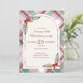 Zachte Pastel Plaid Kerstfeest Kaart (Staand voorkant)