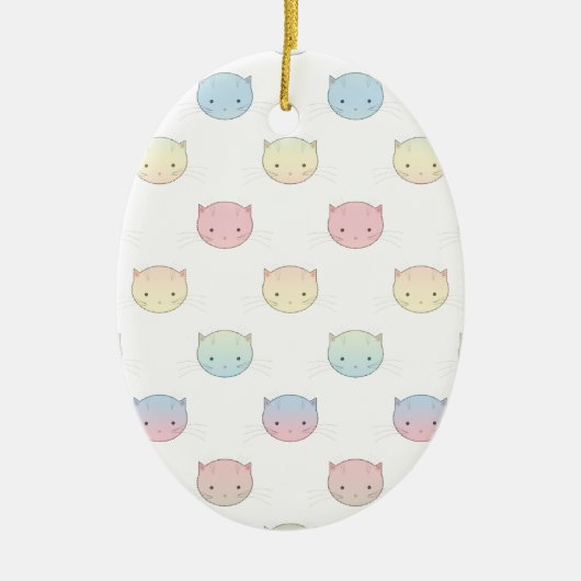 Zachte Pastel Poesjeskattengezichtjes Patroon Keramisch Ornament (Voorkant)