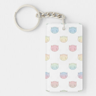 Zachte Pastel Poesjeskattengezichtjes Patroon Sleutelhanger