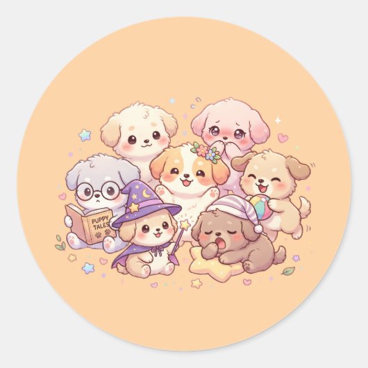 Zachte Pastel Puppy Sticker Set (Voorkant)