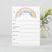Zachte pastel regenboog baby shower advies spel kaart (Staand voorkant)