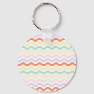 Zachte Pastel Regenboog Golvende Lijnen Kleurrijke Sleutelhanger