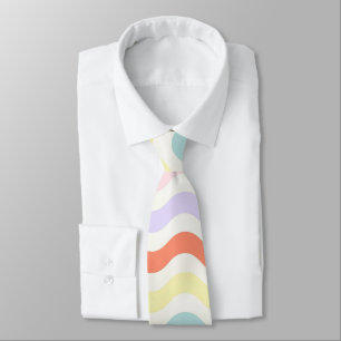 Zachte Pastel Regenboog Golvende Lijnen Kleurrijke Stropdas