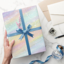 Zachte Pastel Regenboog Holografisch Glitter Patro Cadeaupapier