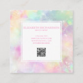 Zachte Pastel Regenboog Opal Crystal Kleurrijke QR Vierkante Visitekaartje (Achterkant)