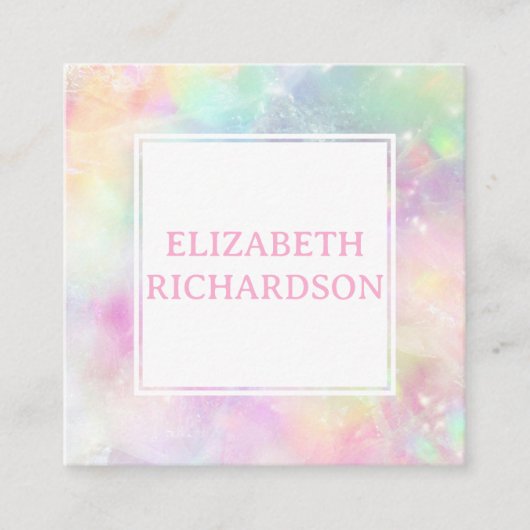 Zachte Pastel Regenboog Opal Crystal Kleurrijke QR Vierkante Visitekaartje (Voorkant)