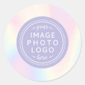 Zachte pastel regenboog trendy moderne zakelijke l ronde sticker (Voorkant)