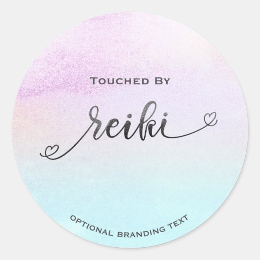 *~* Zachte pastel regenboog zwart glitter REIKI Ronde Sticker (Voorkant)