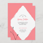 Zachte Pastel Rode Schets Diamanten Trouwkaart Kaart (Voorkant / Achterkant)