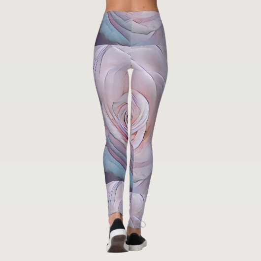 Zachte Pastel Roos Bloei Leggings (Achterkant)